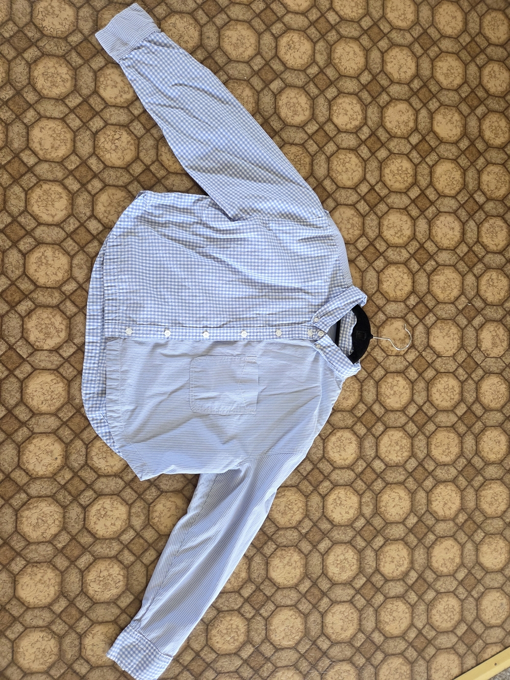 Light Blue Striped Crop Button-Up Shirt